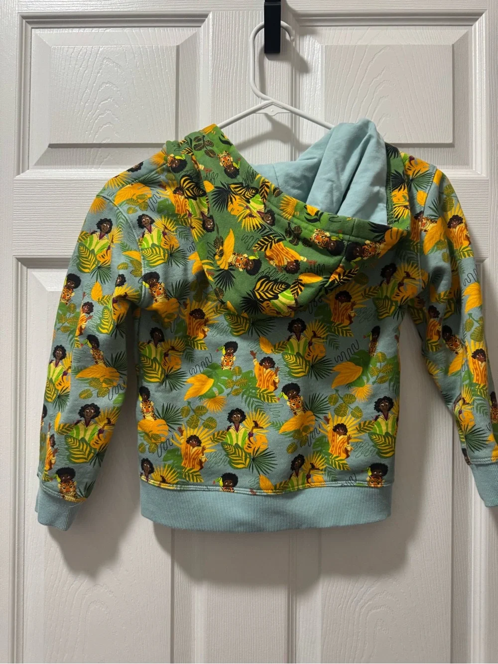 Disney Teal Zip Hoodie with Yellow Floral & Character Print